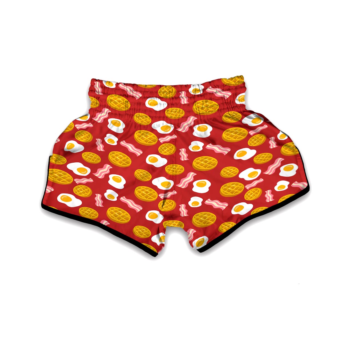 Bacon Egg Pancake Pattern Print Muay Thai Boxing Shorts-grizzshop