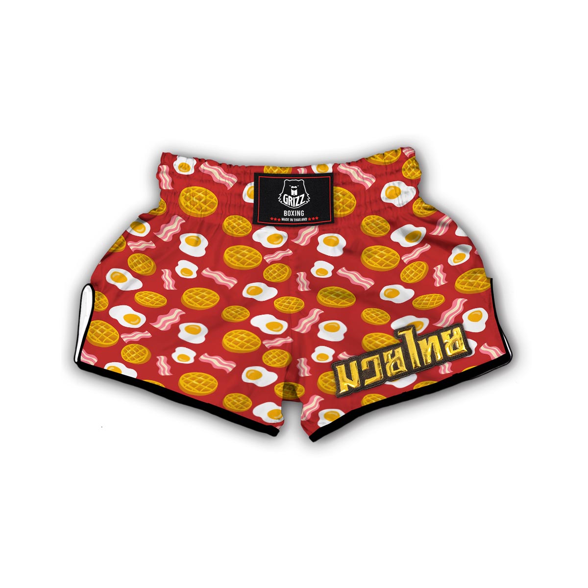 Bacon Egg Pancake Pattern Print Muay Thai Boxing Shorts-grizzshop