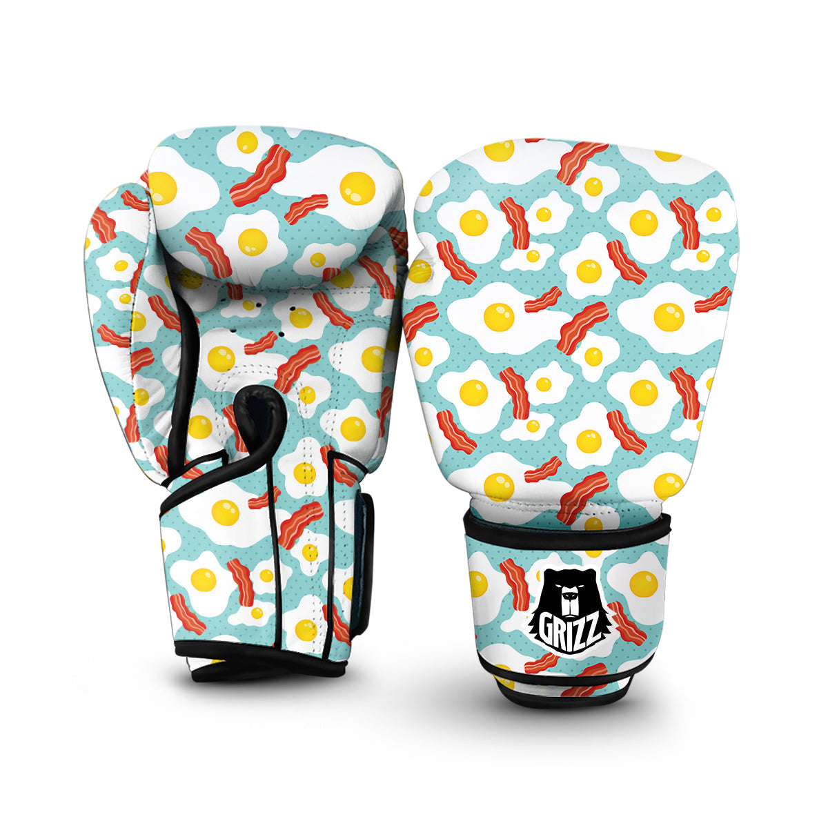 Bacon Egg Pattern Print Boxing Gloves-grizzshop