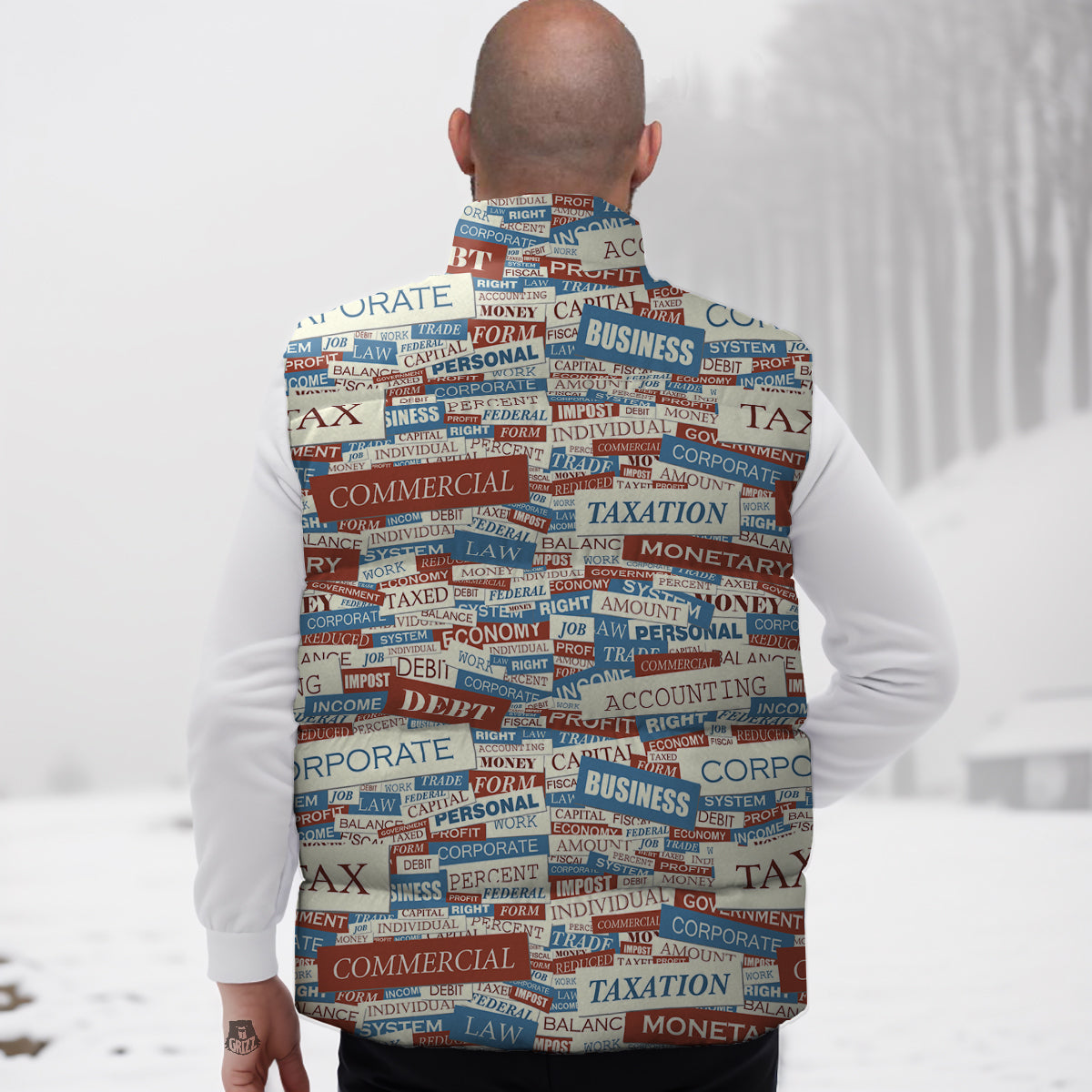 Bacon Egg Pattern Print Down Vest