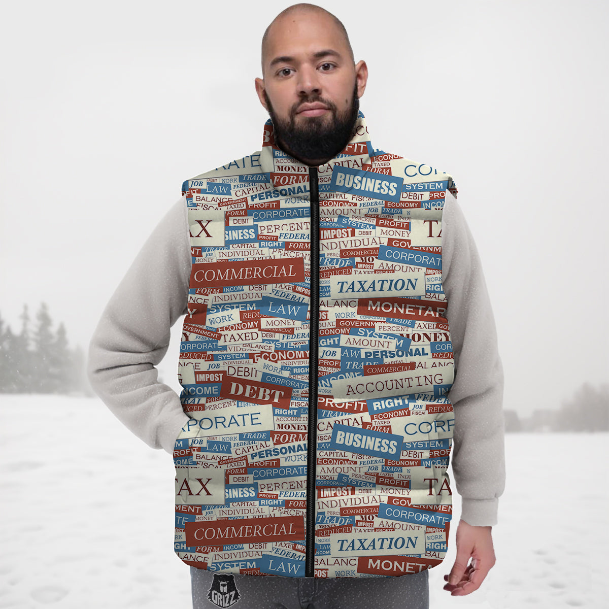 Bacon Egg Pattern Print Down Vest