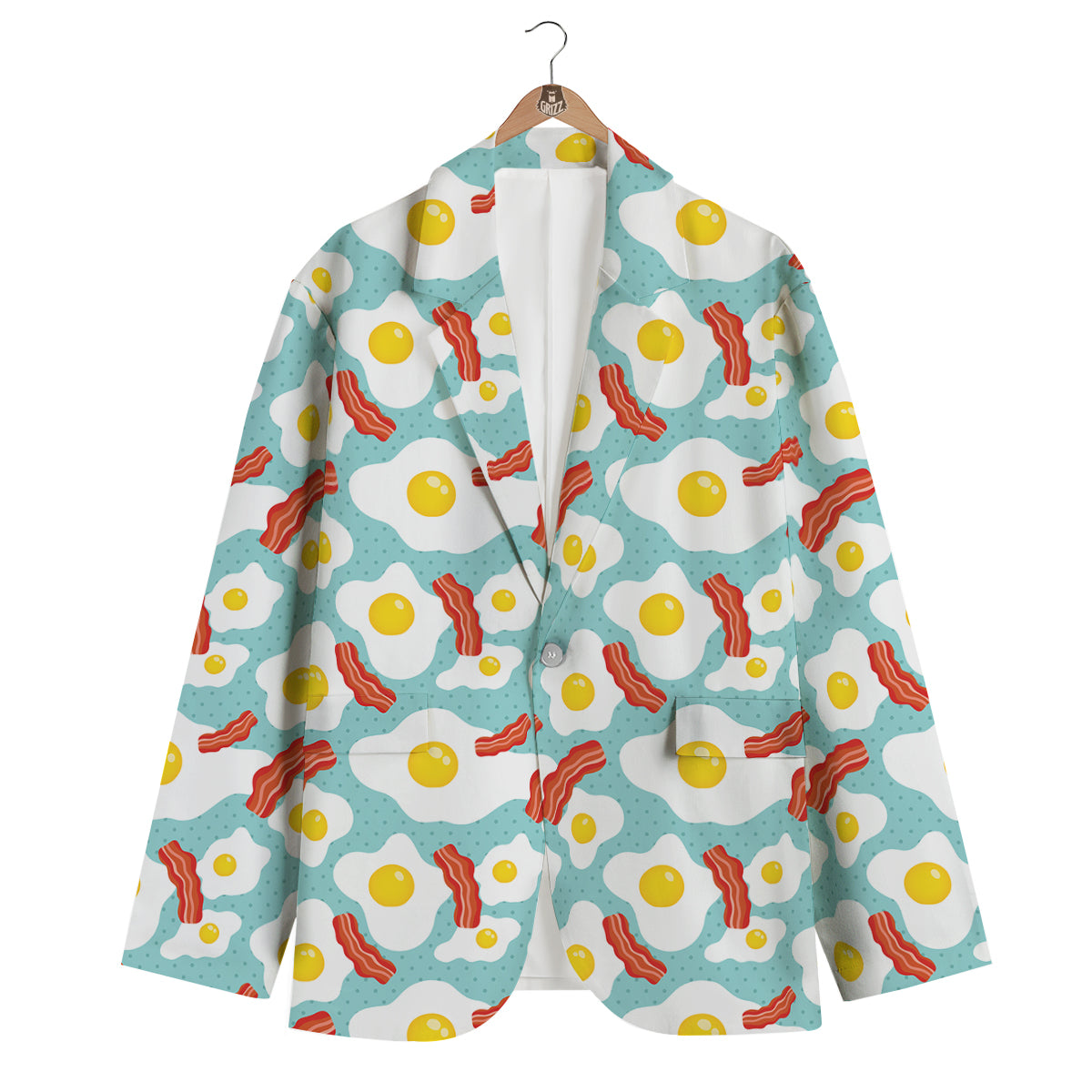 Bacon Egg Pattern Print Men's Blazer-grizzshop