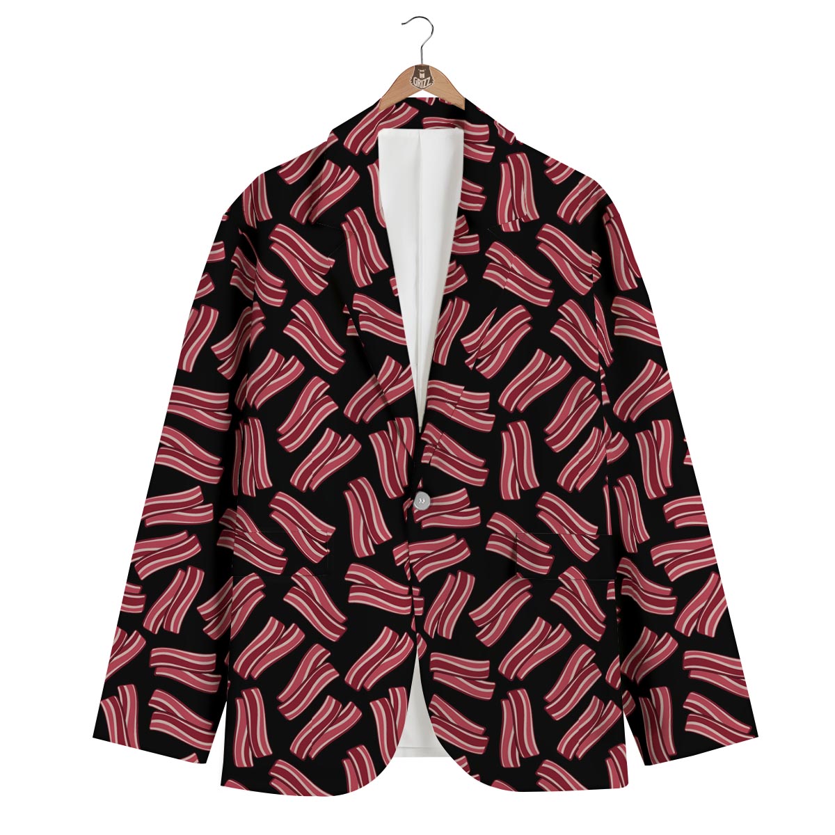 Bacon Pattern Print Men's Blazer-grizzshop