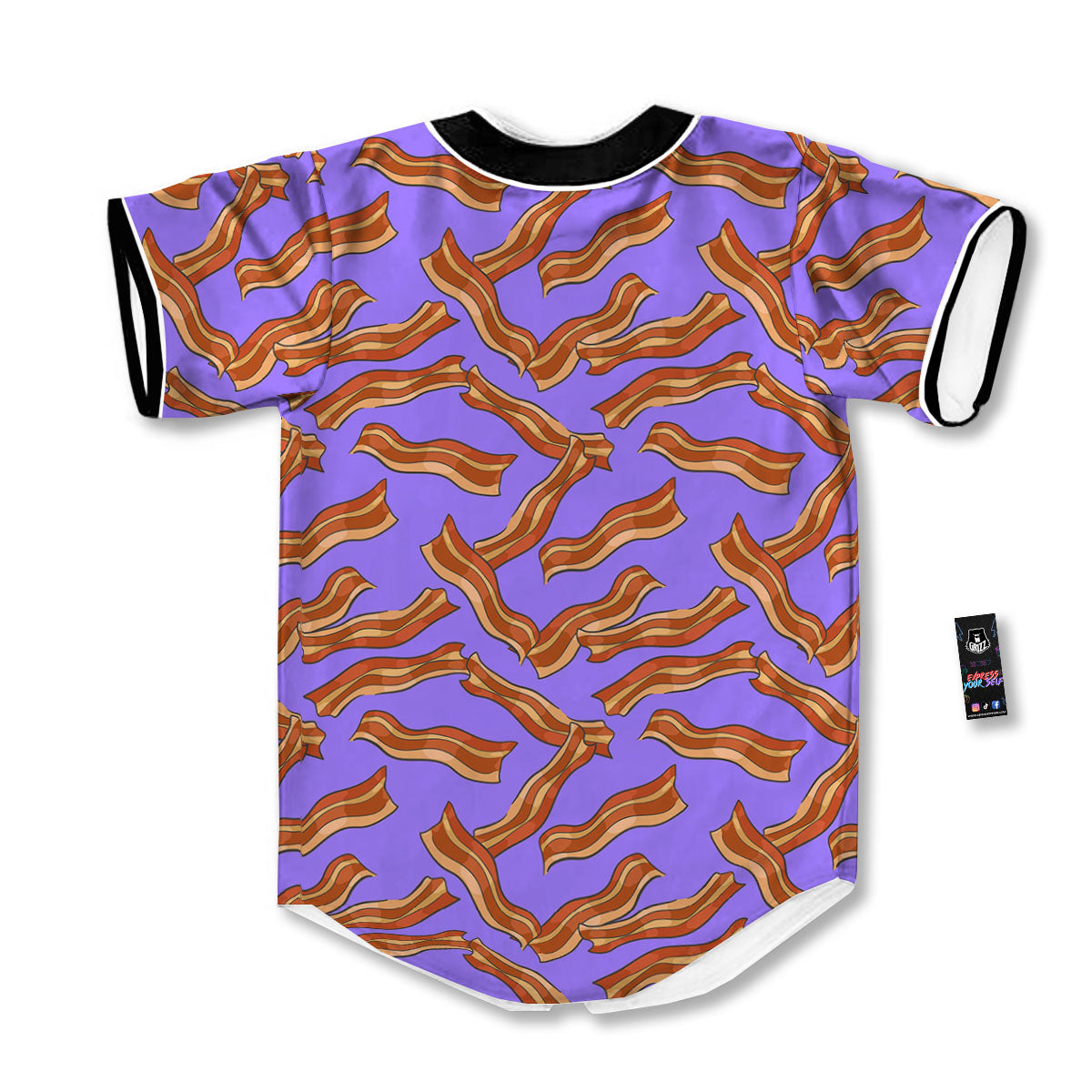 Bacon Purple Print Pattern Baseball Jersey-grizzshop