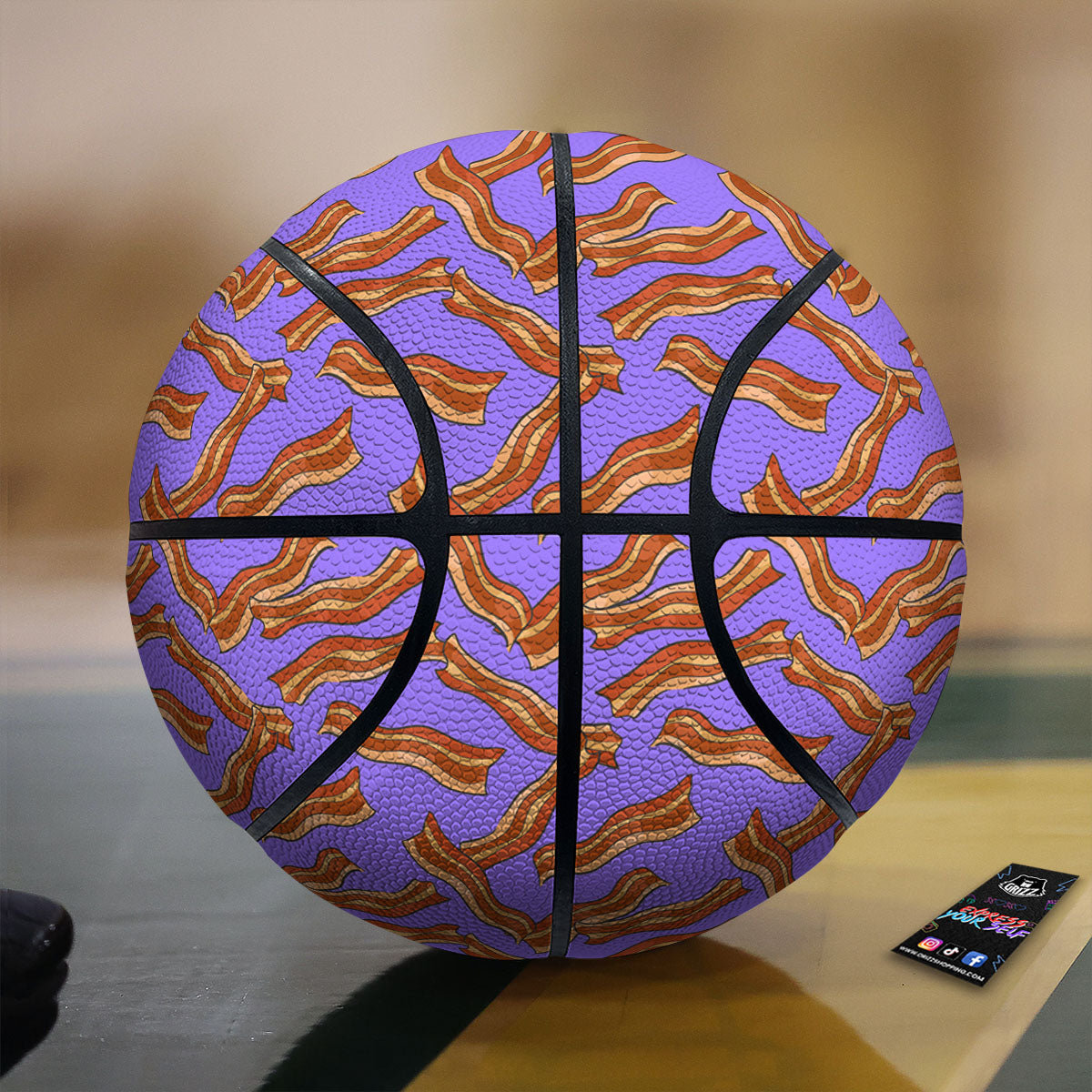 Bacon Purple Print Pattern Basketball-grizzshop