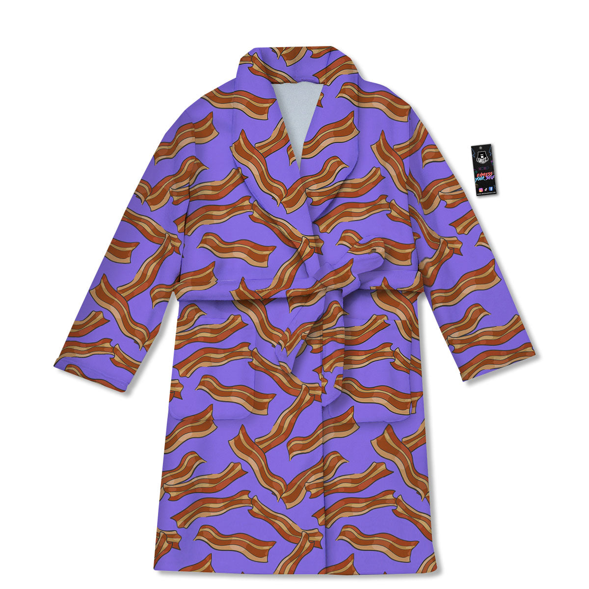 Bacon Purple Print Pattern Bathrobe-grizzshop