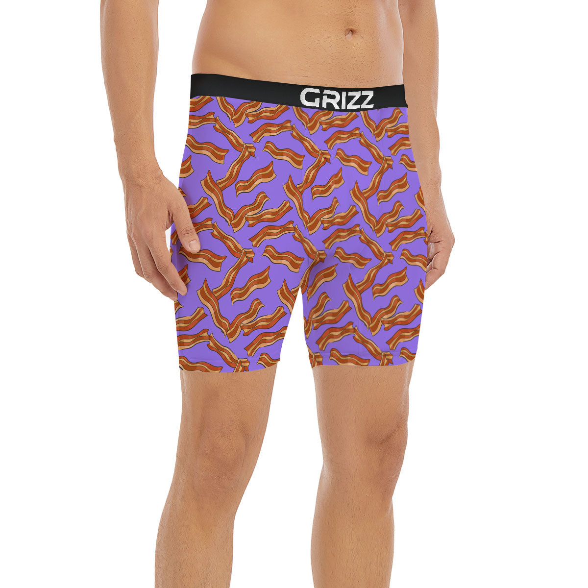 Bacon Purple Print Pattern Boxer Briefs-grizzshop