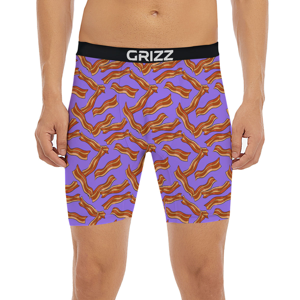 Bacon Purple Print Pattern Boxer Briefs-grizzshop