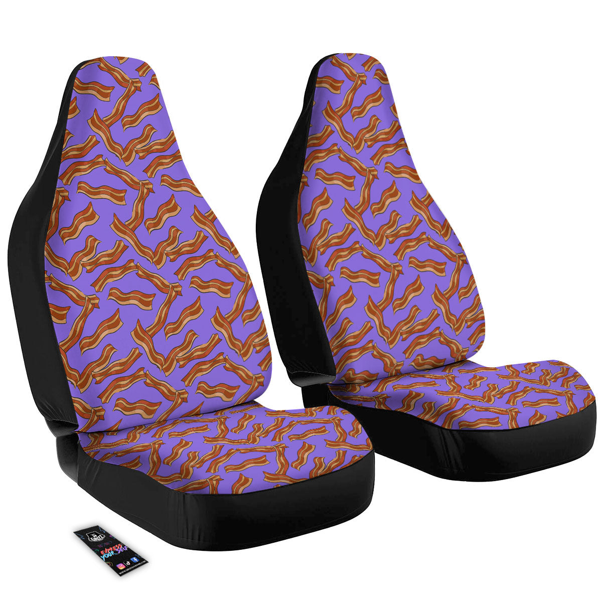 Bacon Purple Print Pattern Car Seat Covers-grizzshop