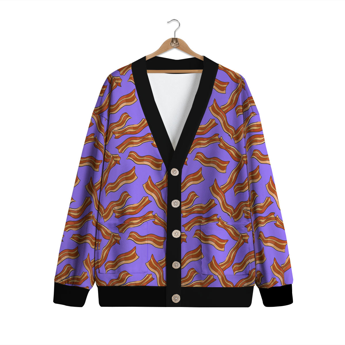 Bacon Purple Print Pattern Cardigan-grizzshop