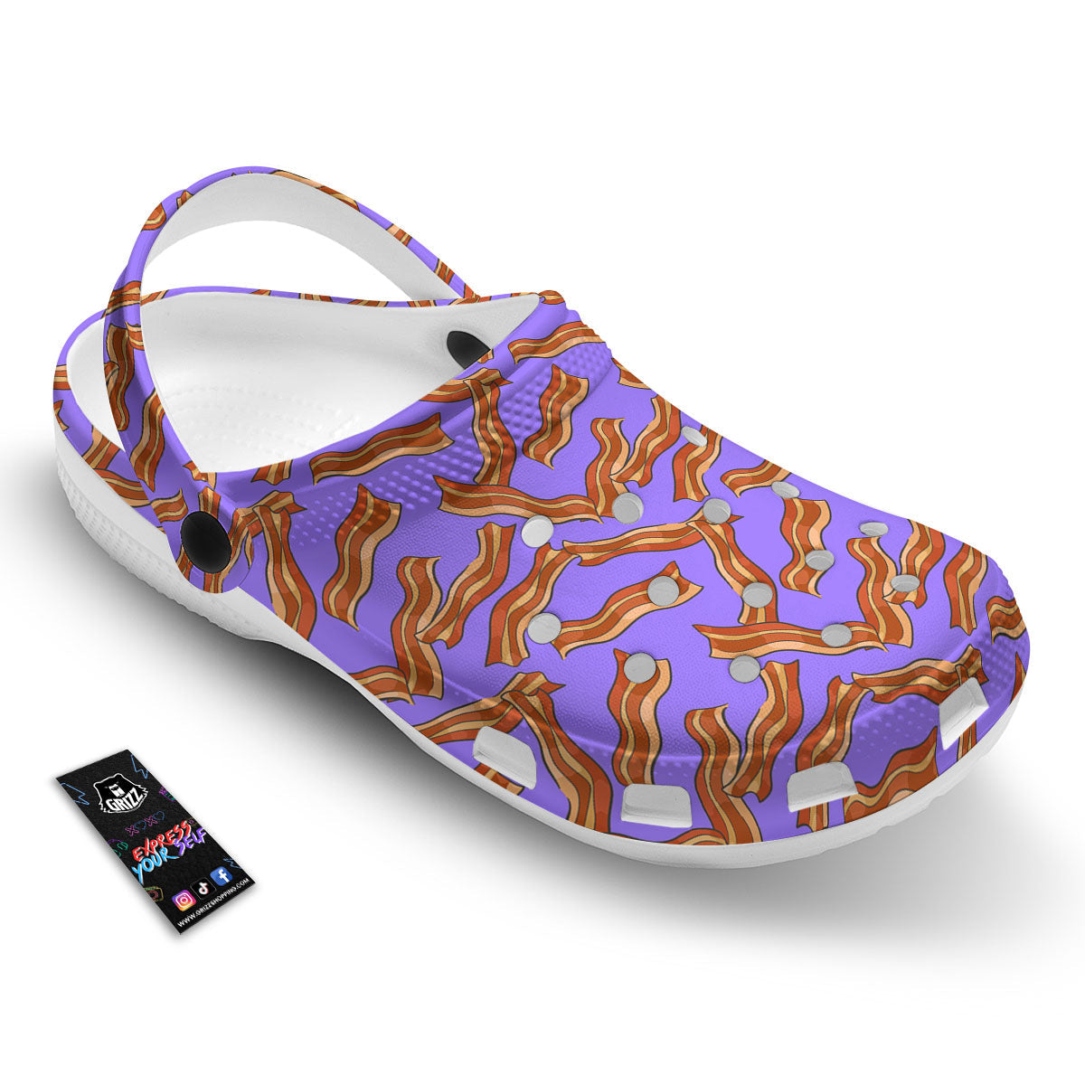 Bacon Purple Print Pattern Clog-grizzshop