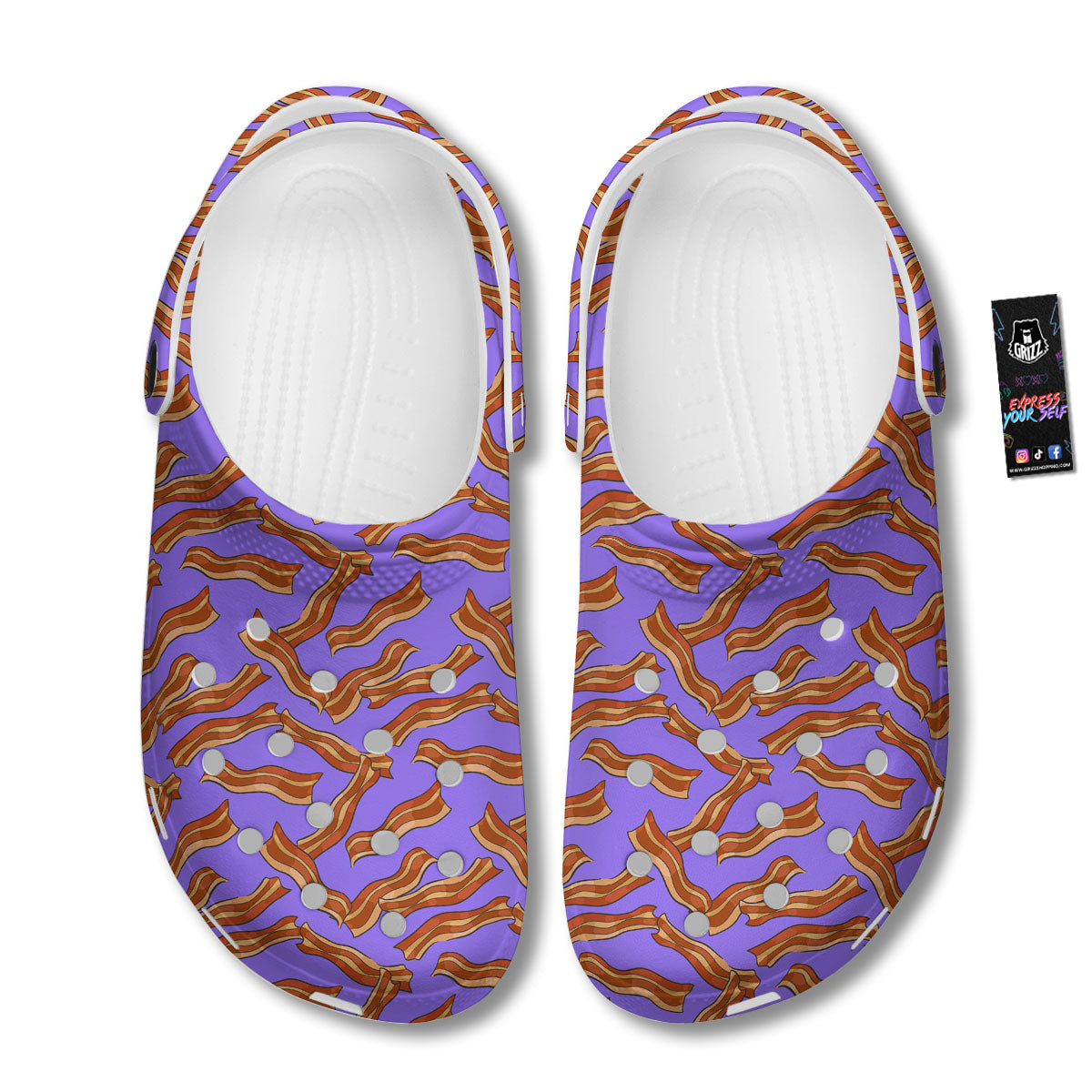 Bacon Purple Print Pattern Clog-grizzshop