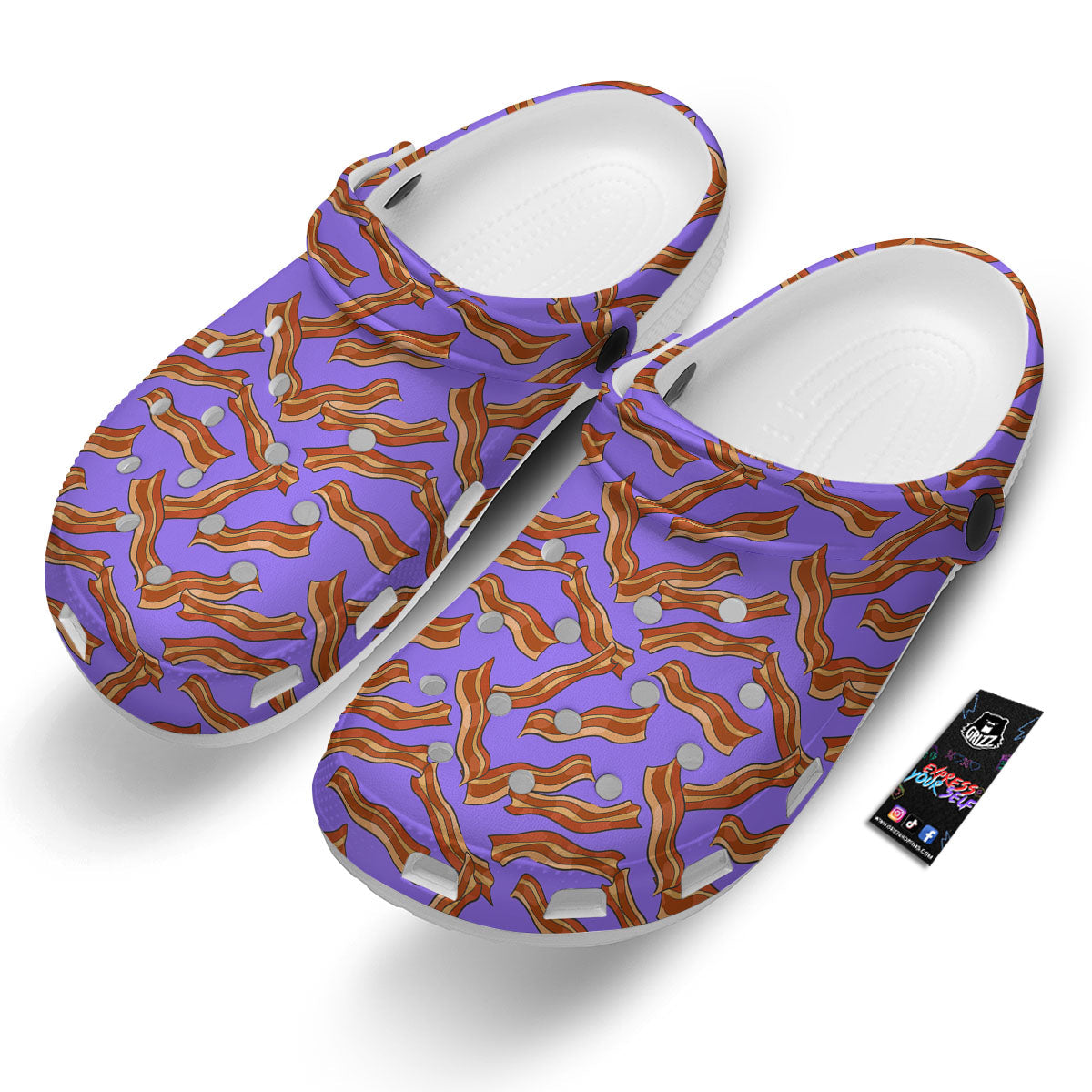 Bacon Purple Print Pattern Clog-grizzshop