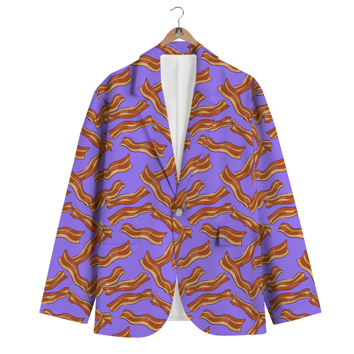 Bacon Purple Print Pattern Men's Blazer-grizzshop