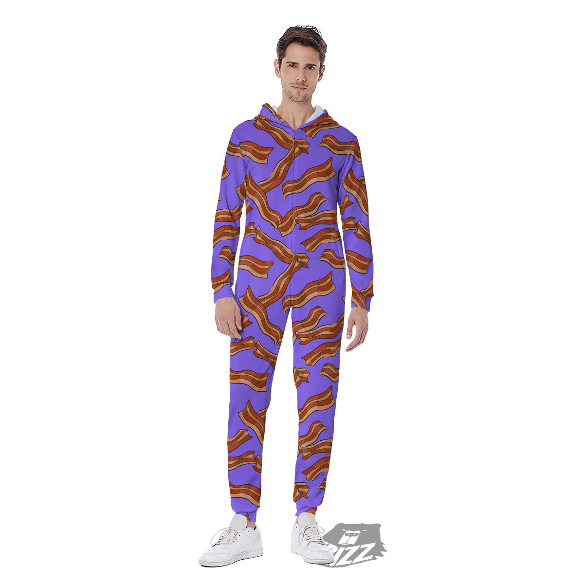 Bacon Purple Print Pattern Men's Jumpsuit-grizzshop