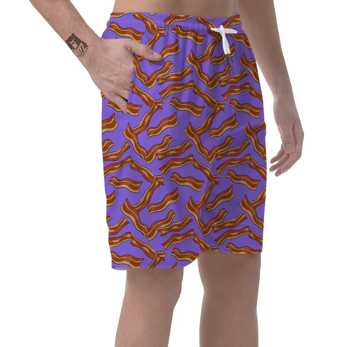 Bacon Purple Print Pattern Men's Shorts-grizzshop