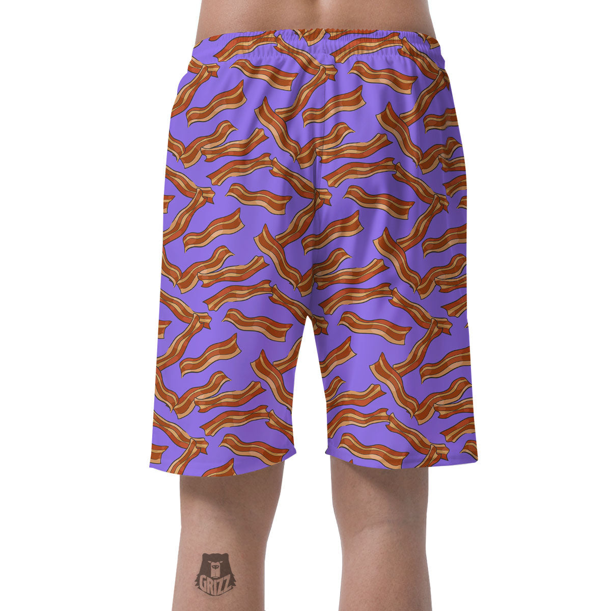 Bacon Purple Print Pattern Men's Shorts-grizzshop