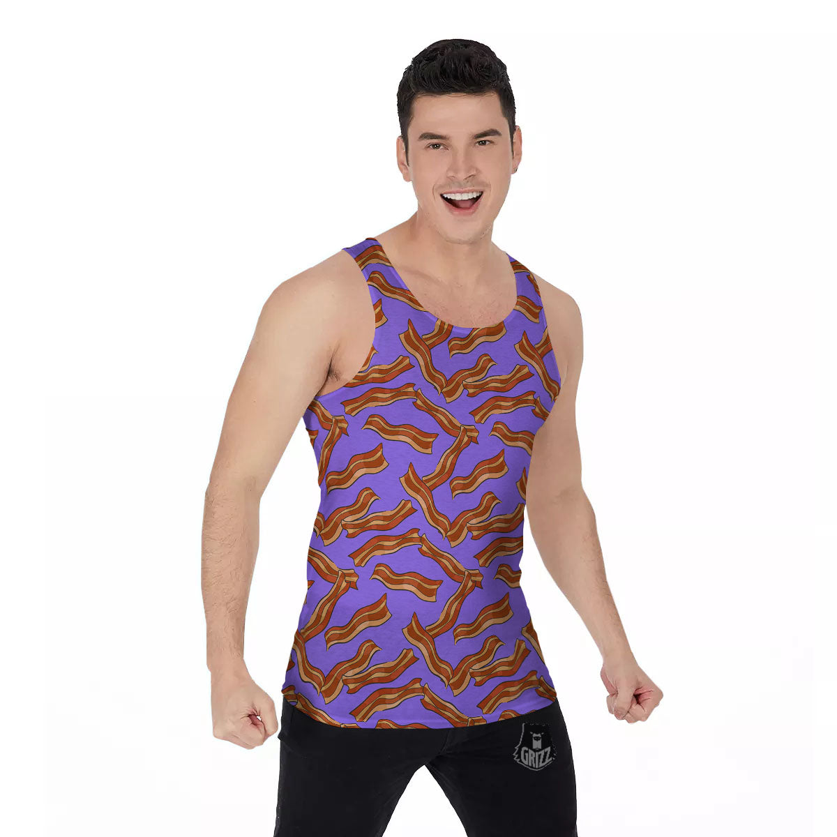 Bacon Purple Print Pattern Men's Tank Top-grizzshop