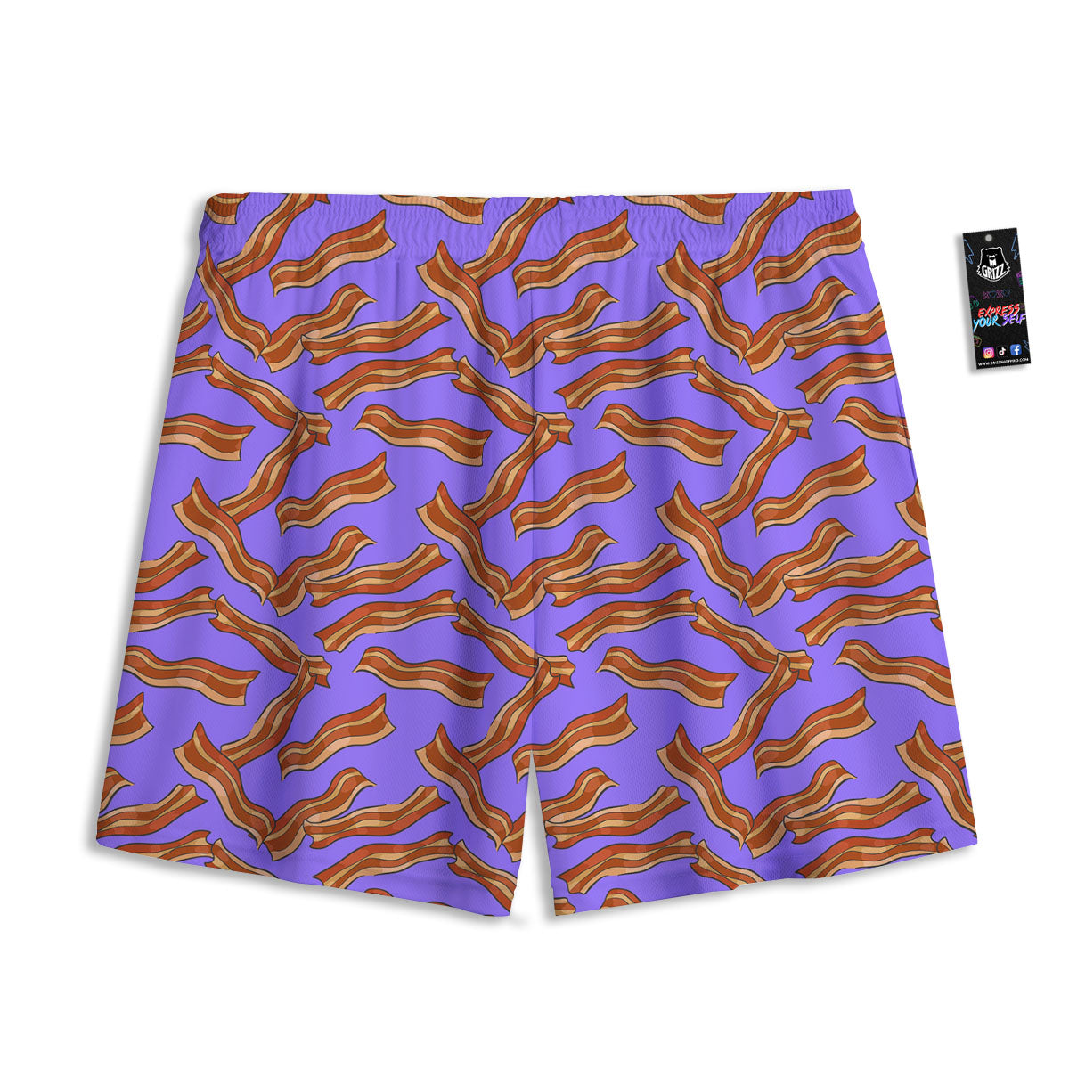 Bacon Purple Print Pattern Mesh Shorts