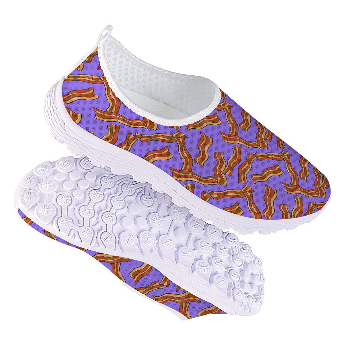Bacon Purple Print Pattern Nurse Shoes-grizzshop