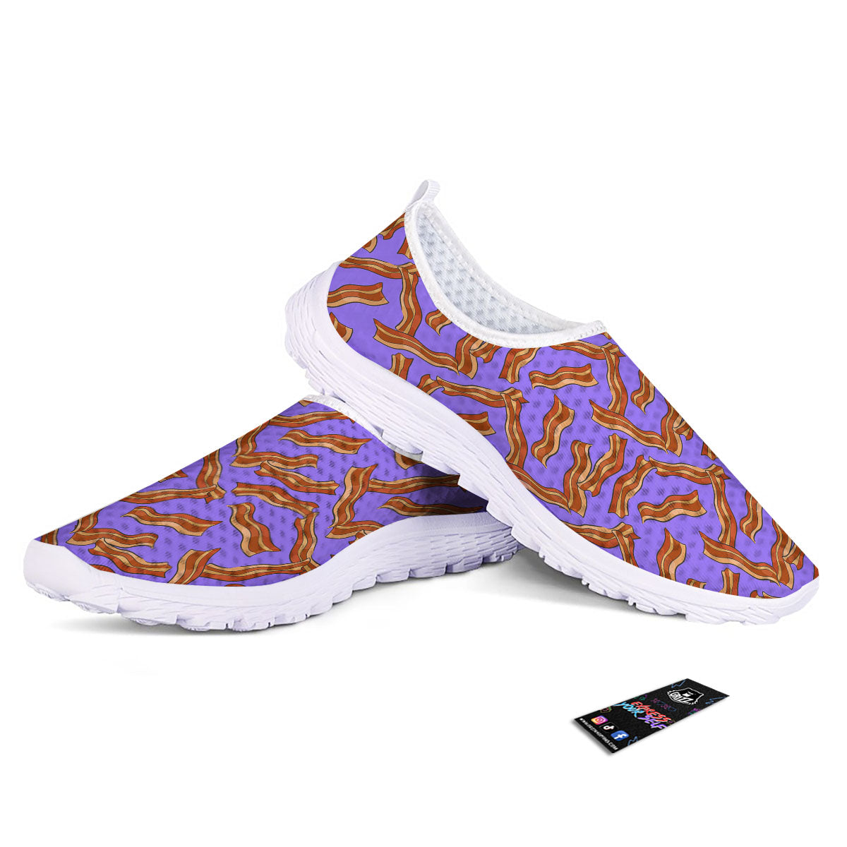 Bacon Purple Print Pattern Nurse Shoes-grizzshop