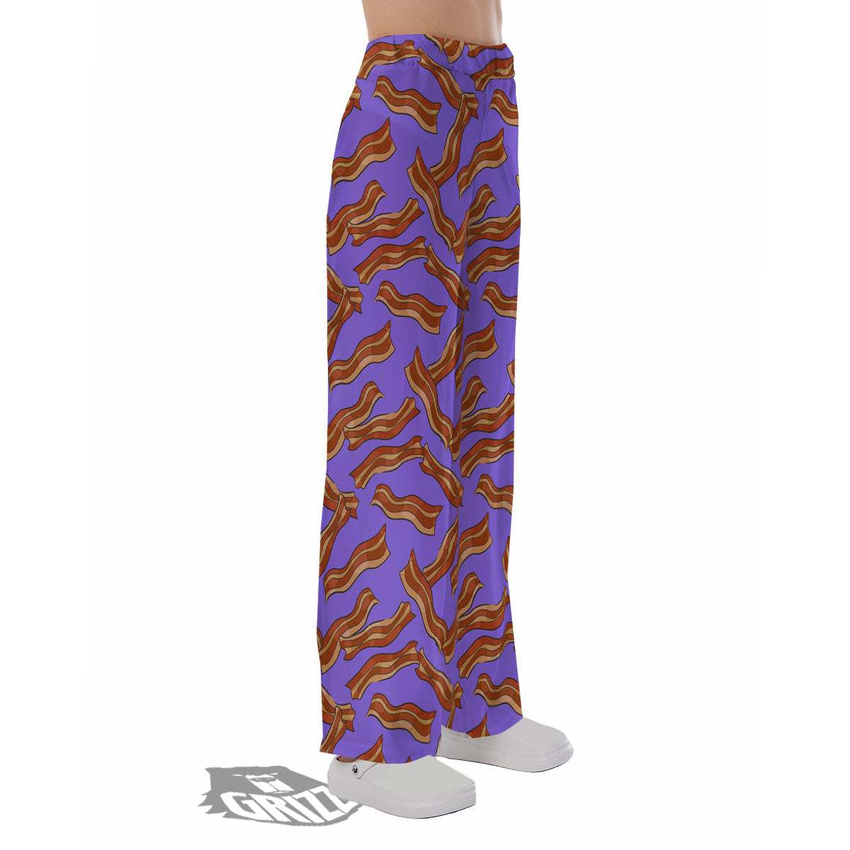 Bacon Purple Print Pattern Pajama Pants-grizzshop