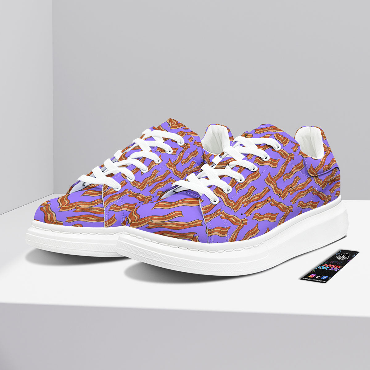 Bacon Purple Print Pattern Platform Shoes-grizzshop