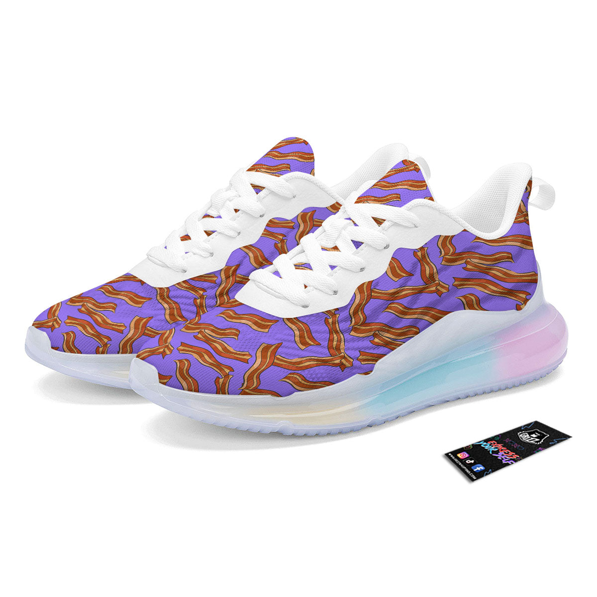 Bacon Purple Print Pattern Running Sneakers-grizzshop