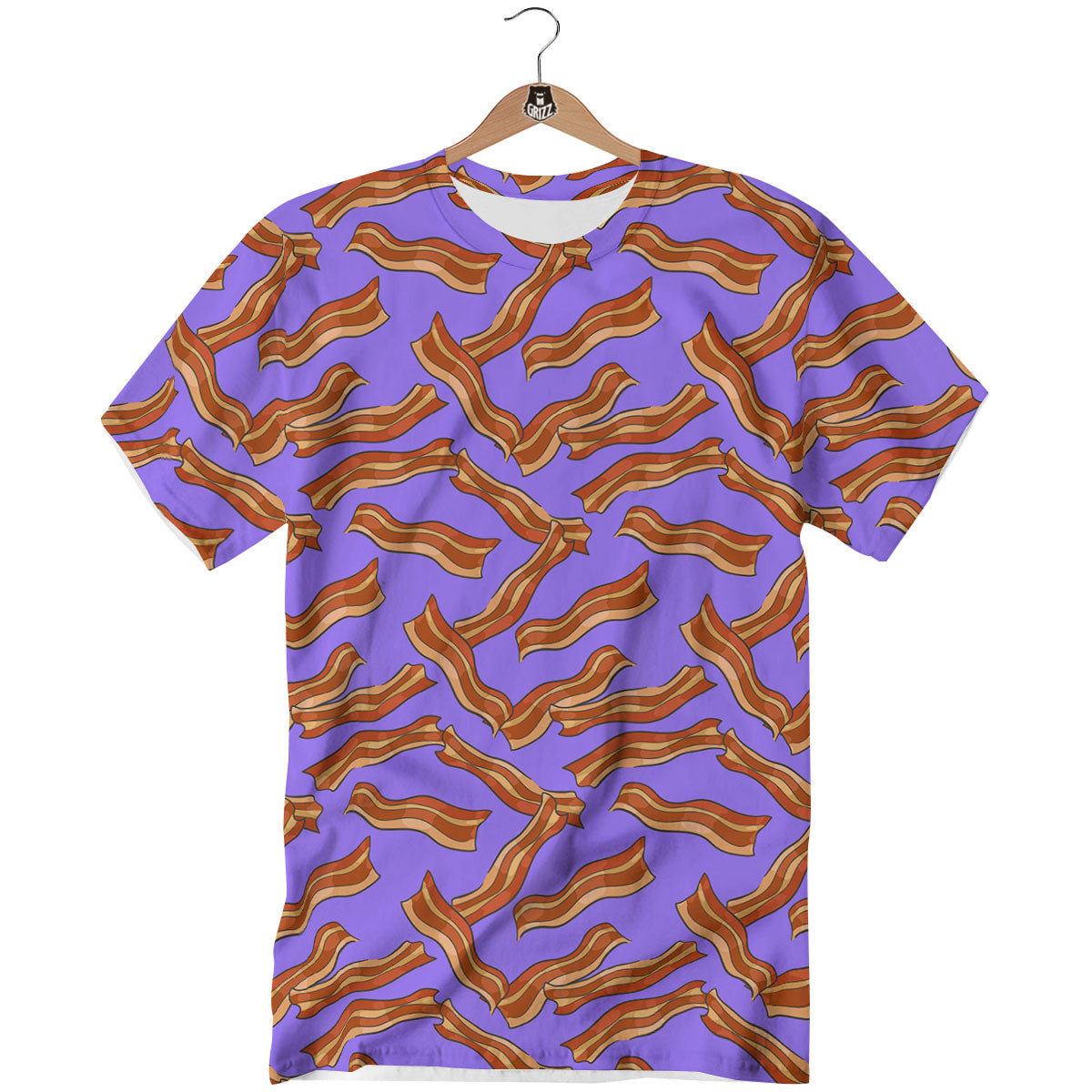 Bacon Purple Print Pattern T-Shirt-grizzshop