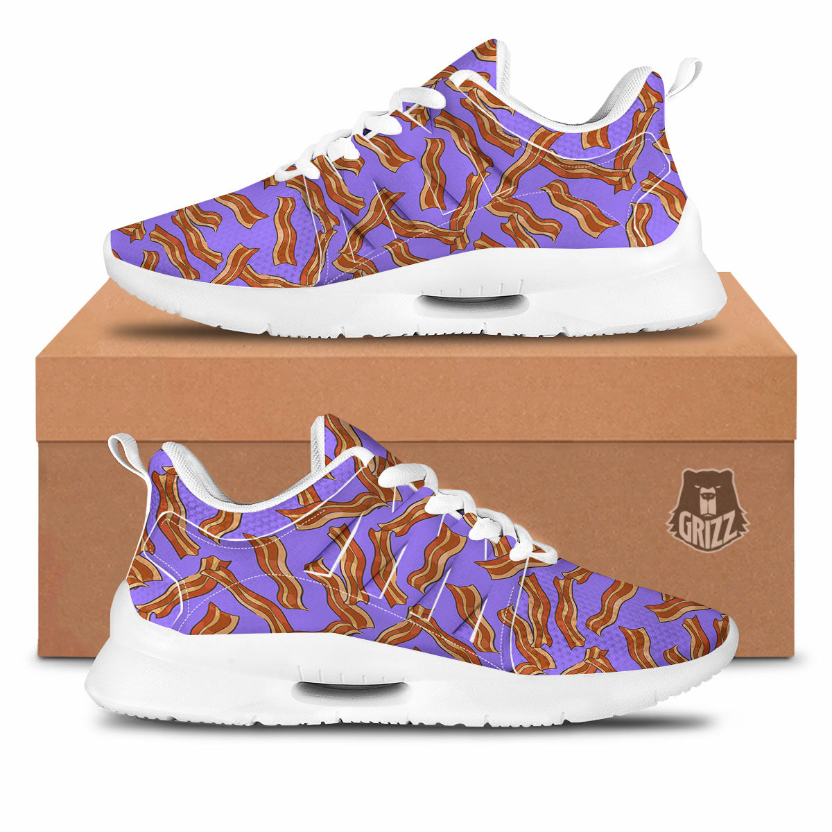 Bacon Purple Print Pattern Tennis Shoes-grizzshop