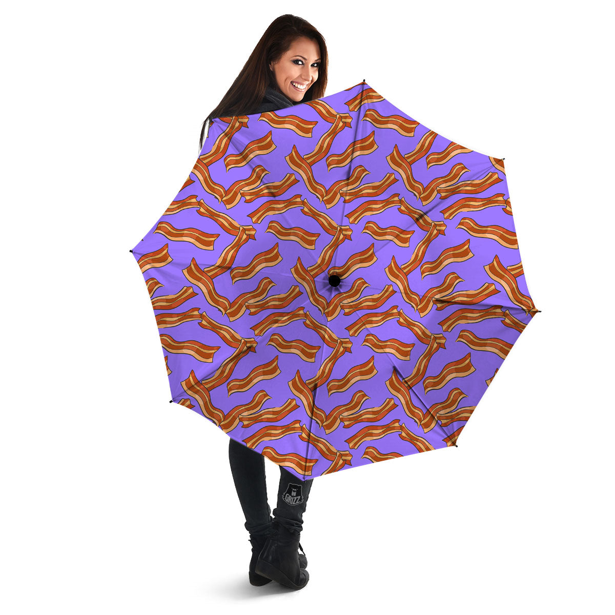 Bacon Purple Print Pattern Umbrella-grizzshop