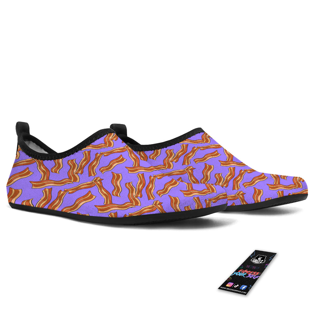 Bacon Purple Print Pattern Water Shoes-grizzshop