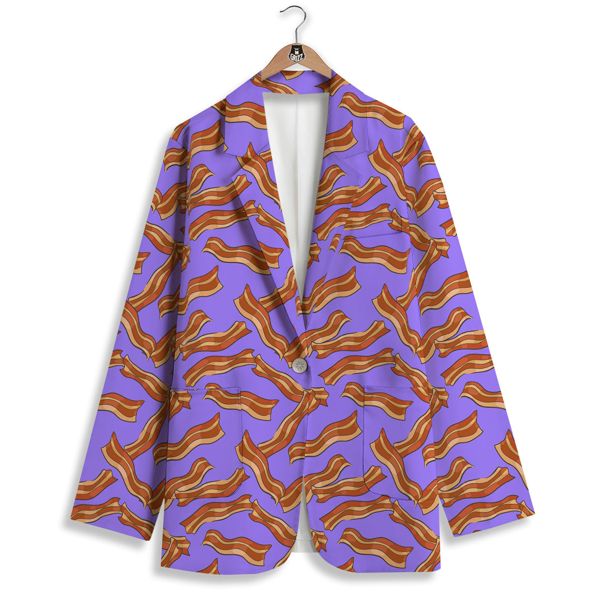 Bacon Purple Print Pattern Women's Blazer-grizzshop