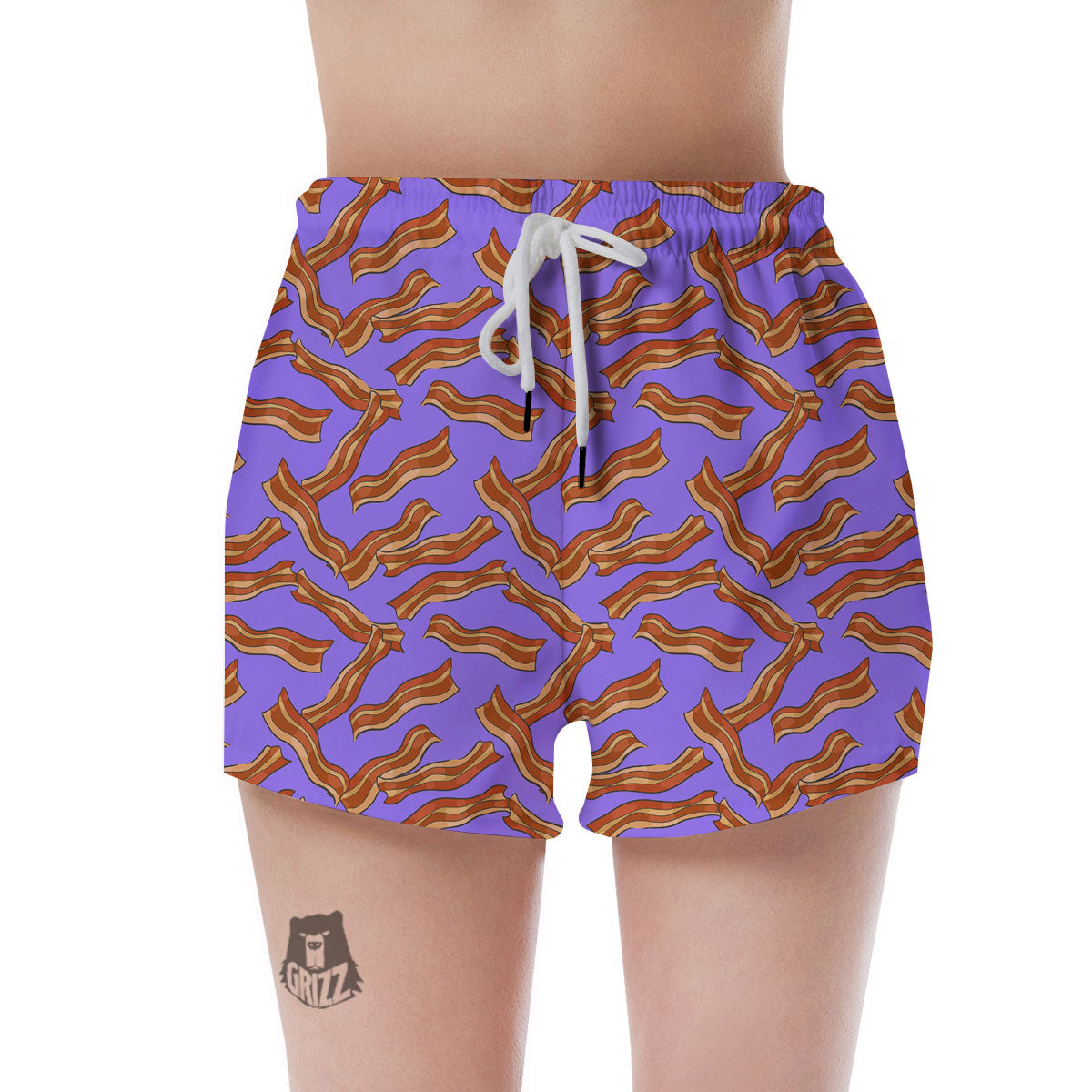 Bacon Purple Print Pattern Women's Shorts-grizzshop