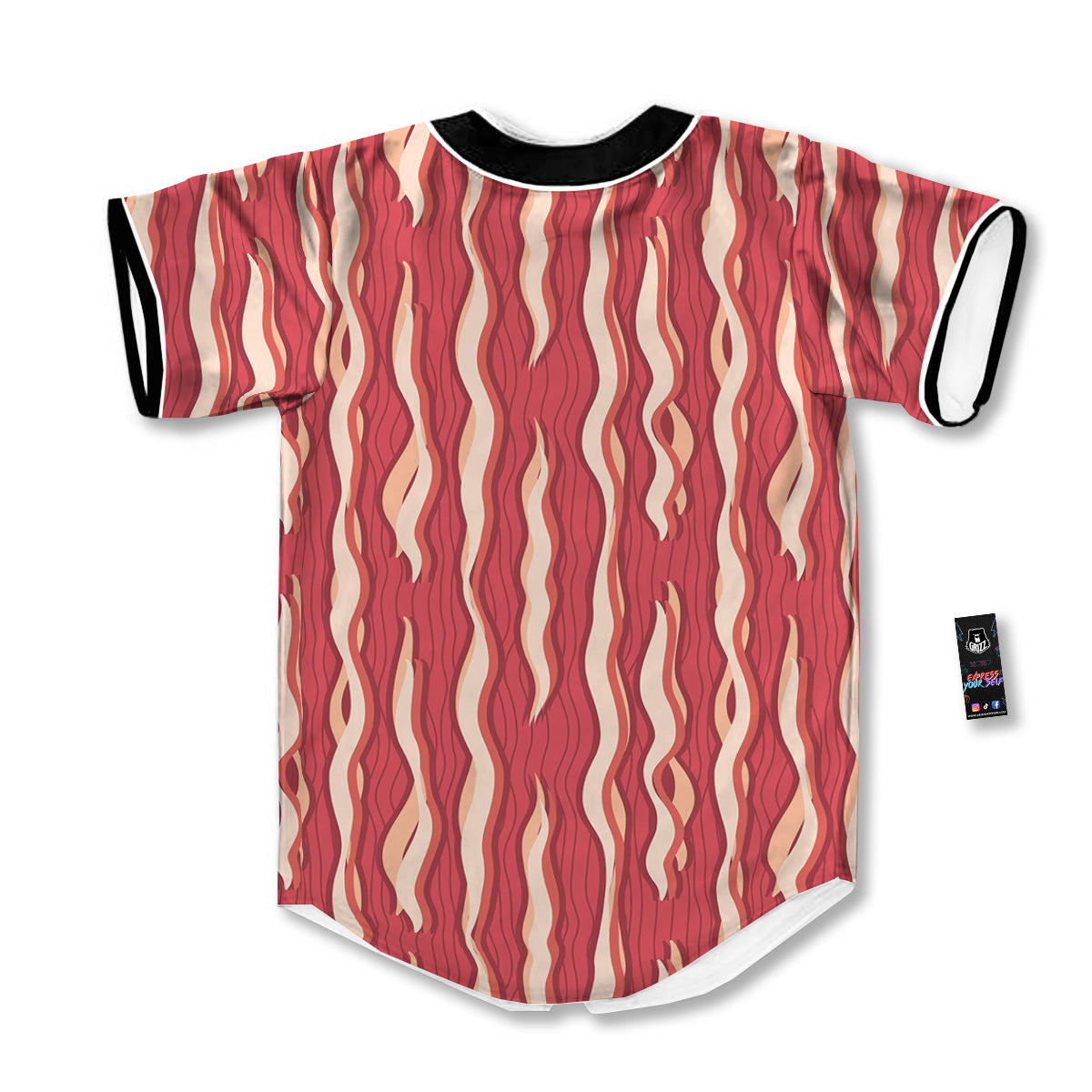 Bacon Texture Print Pattern Baseball Jersey-grizzshop