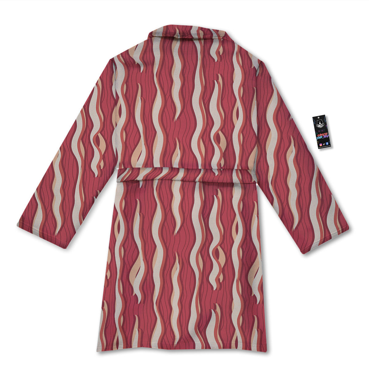 Bacon Texture Print Pattern Bathrobe-grizzshop