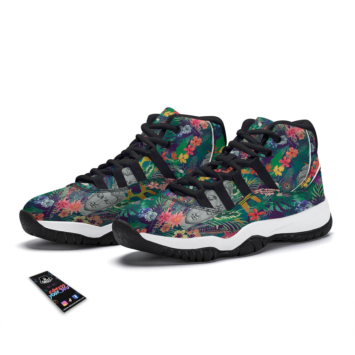 Bacon Texture Print Pattern Black Bball Shoes-grizzshop