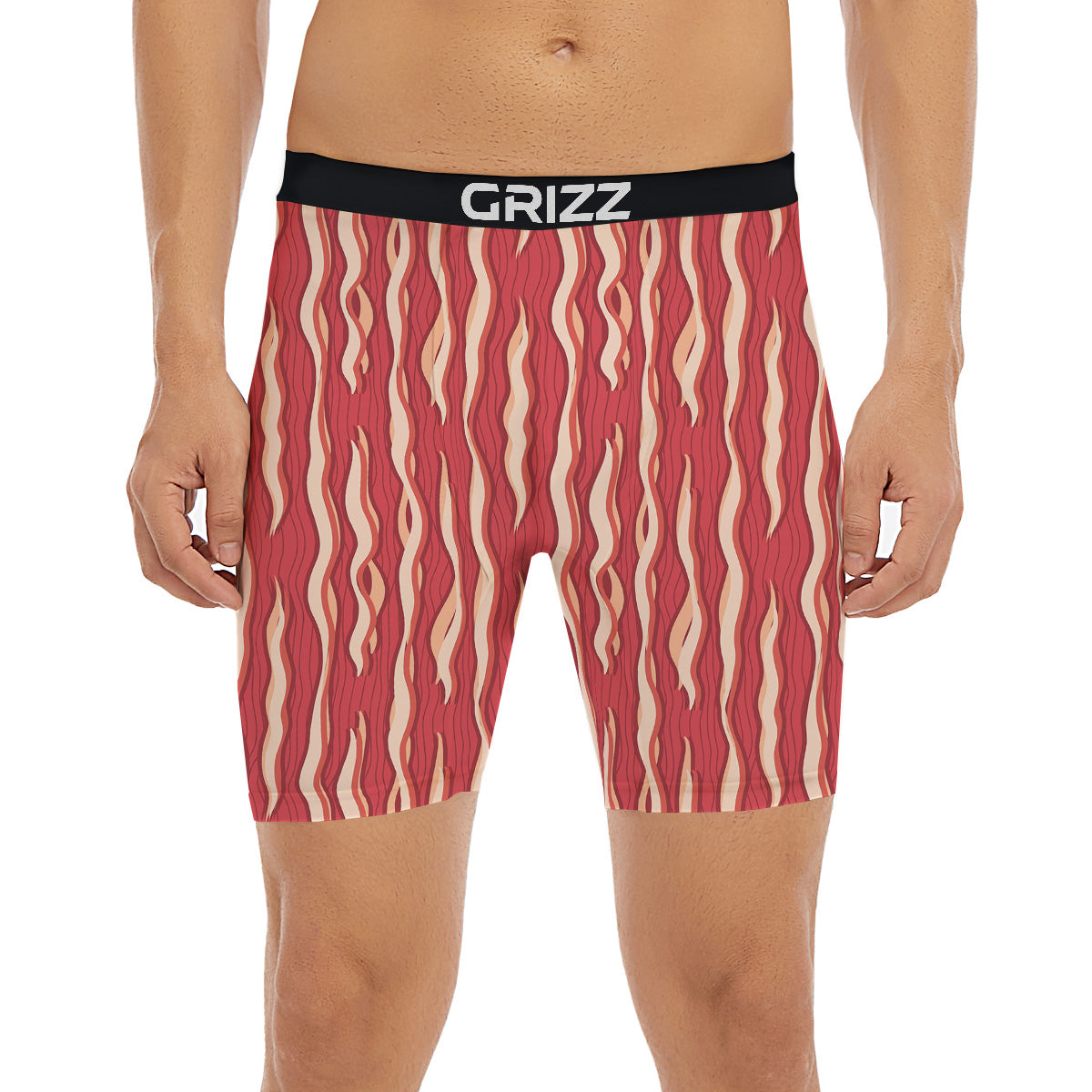 Bacon Texture Print Pattern Boxer Briefs-grizzshop