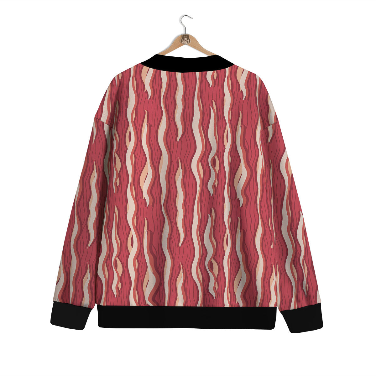 Bacon Texture Print Pattern Cardigan-grizzshop