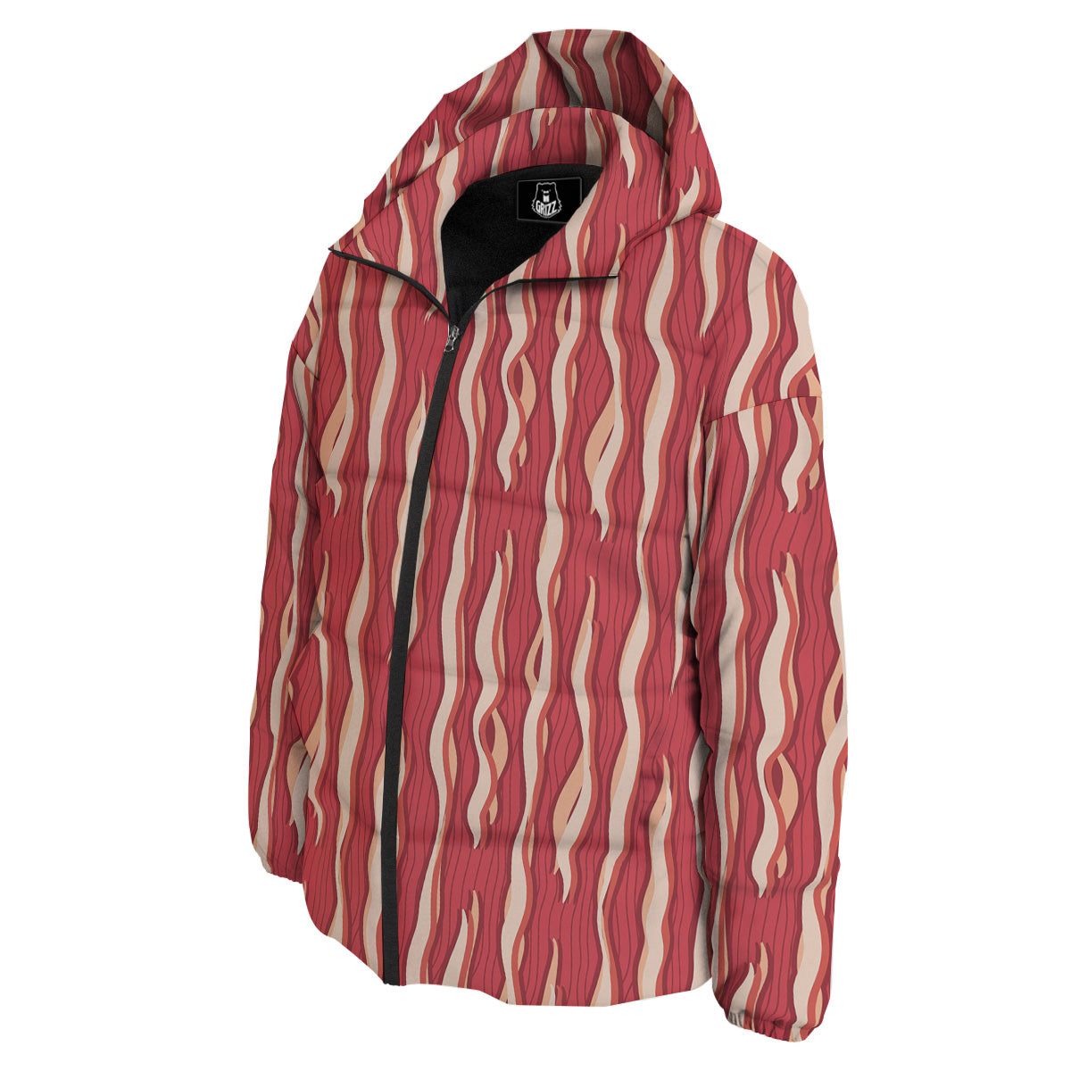 Bacon Texture Print Pattern Down Jacket-grizzshop
