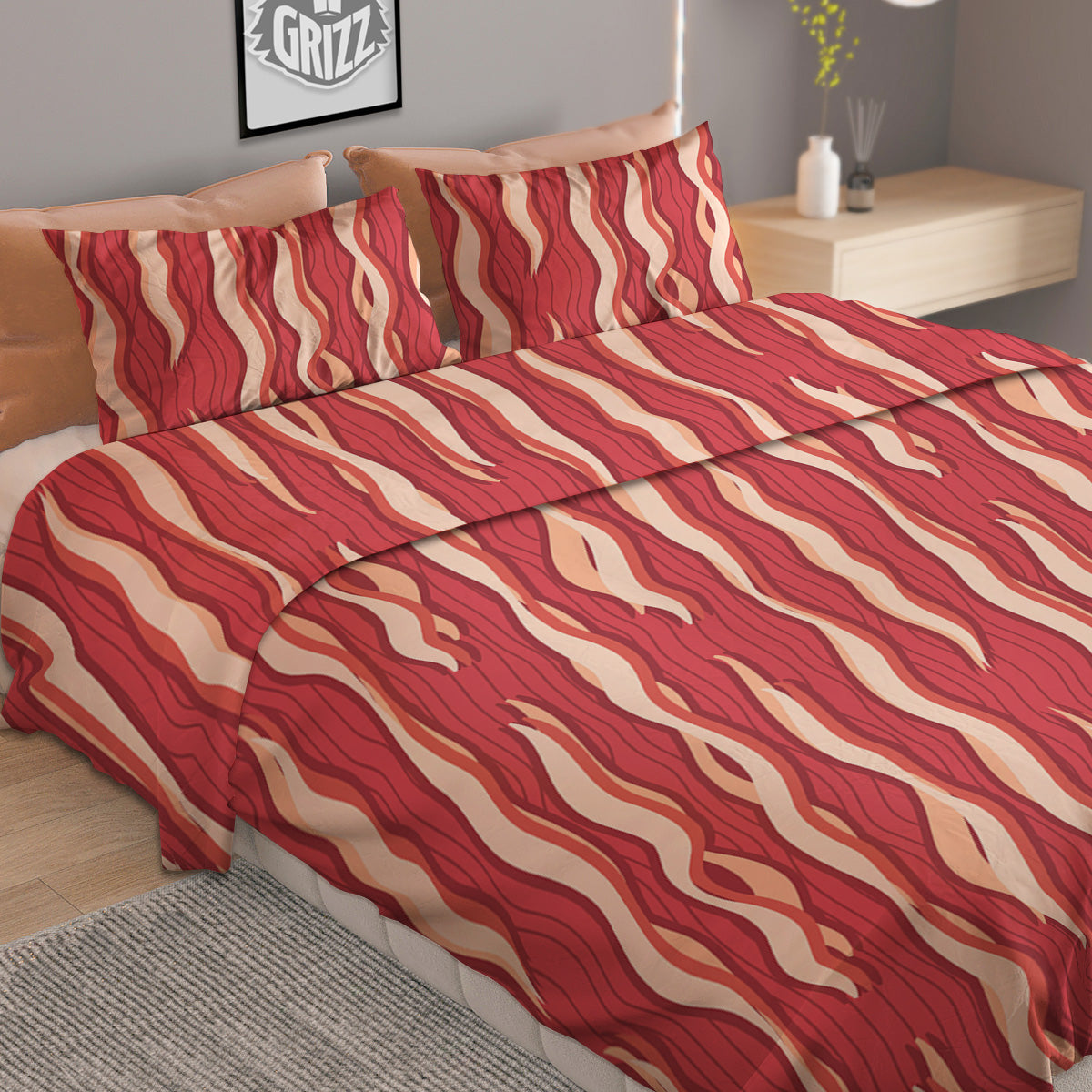 Bacon Texture Print Pattern Duvet Cover Bedding Set