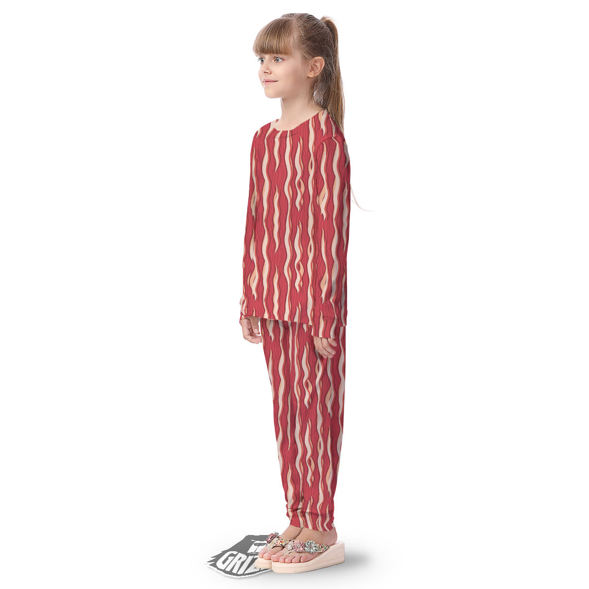 Bacon Texture Print Pattern Kid's Pajamas-grizzshop