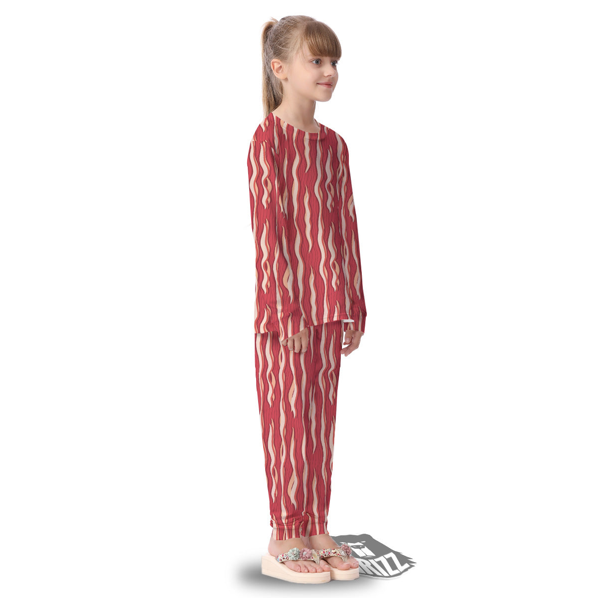 Bacon Texture Print Pattern Kid's Pajamas-grizzshop