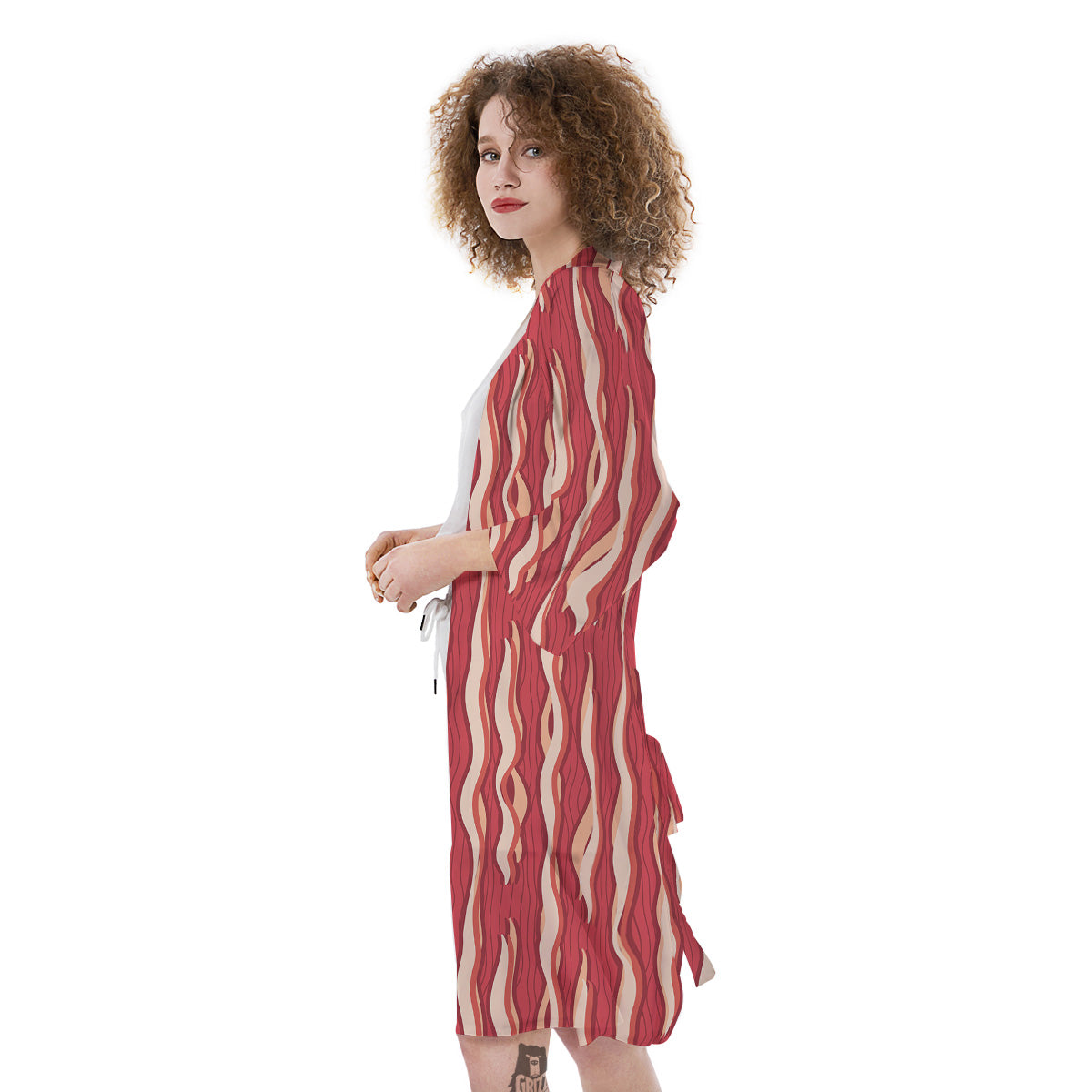 Bacon Texture Print Pattern Kimono-grizzshop