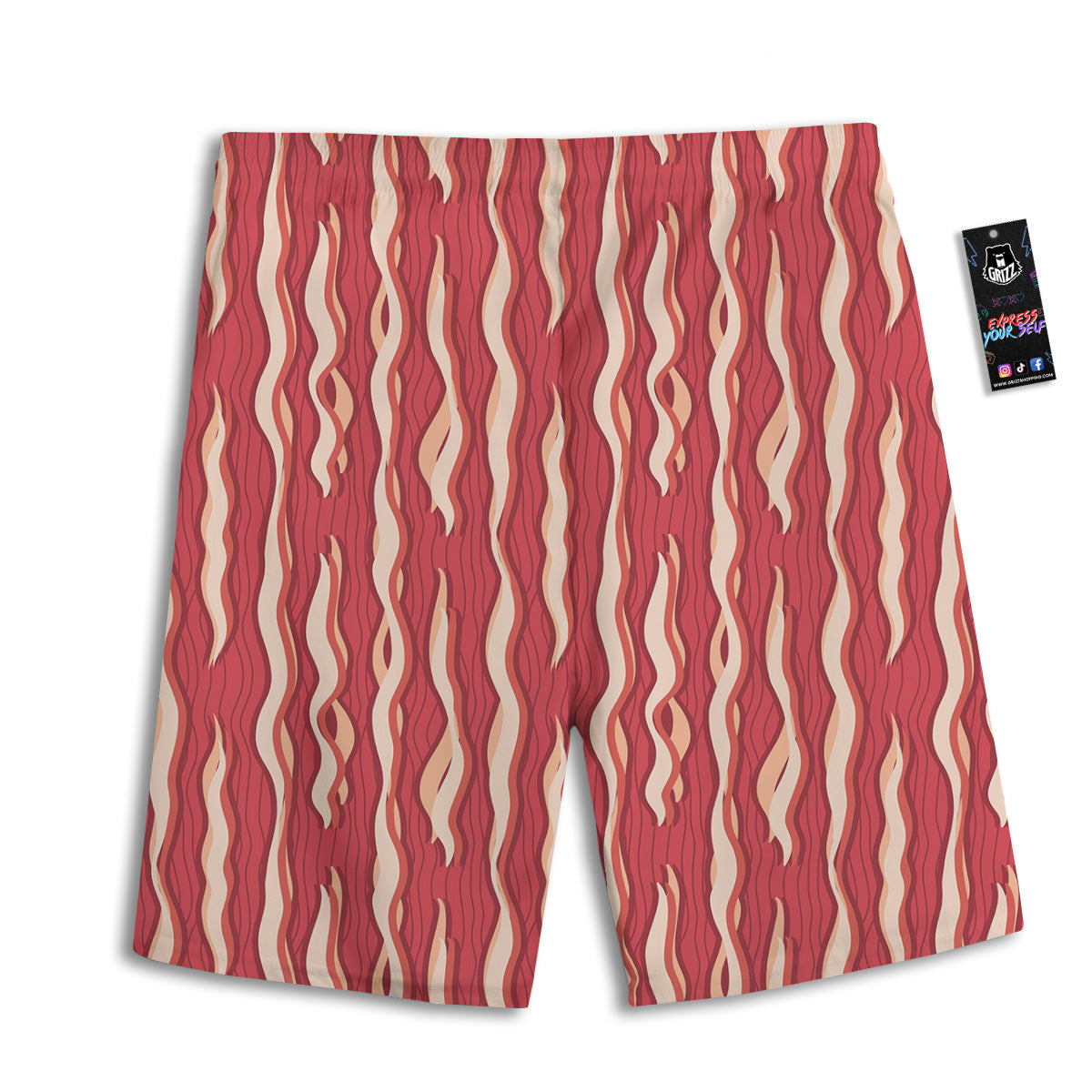 Bacon Texture Print Pattern Men's Athletic Shorts