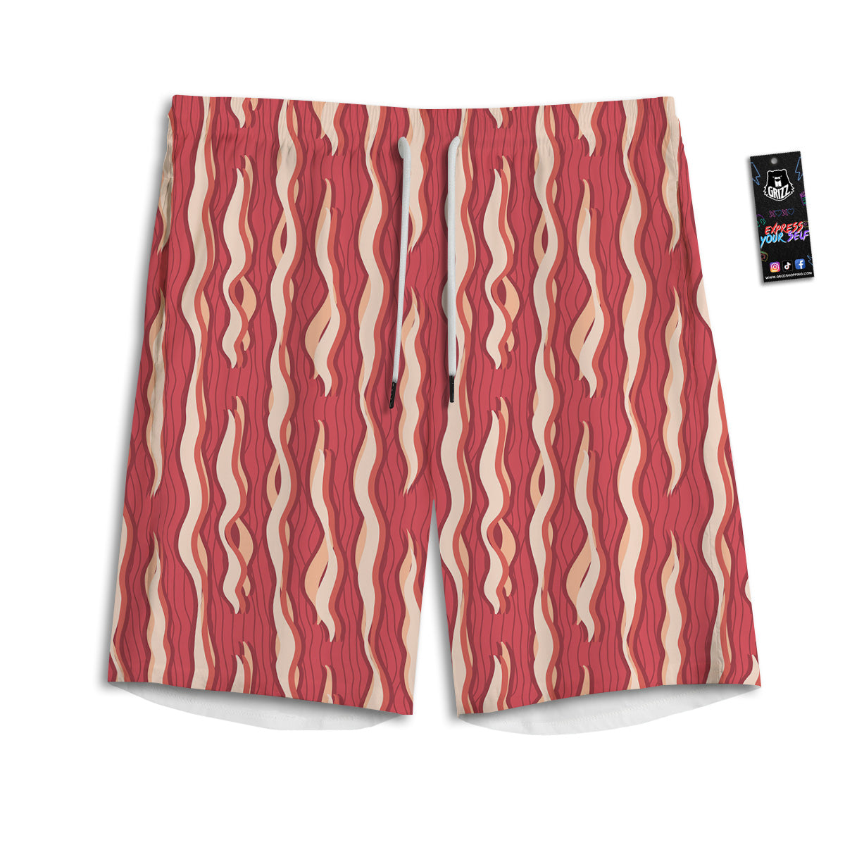 Bacon Texture Print Pattern Men's Athletic Shorts
