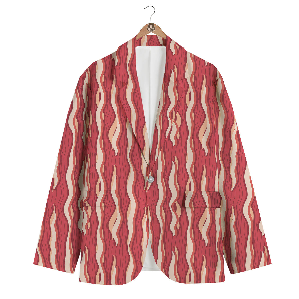 Bacon Texture Print Pattern Men's Blazer-grizzshop
