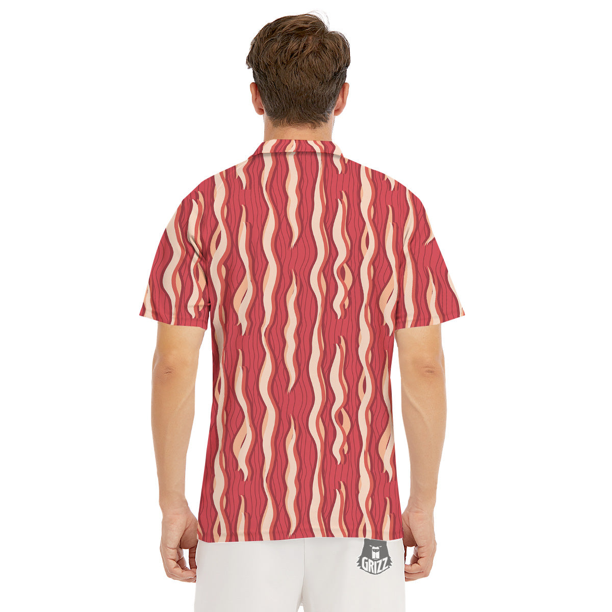 Bacon Texture Print Pattern Men's Golf Shirts-grizzshop