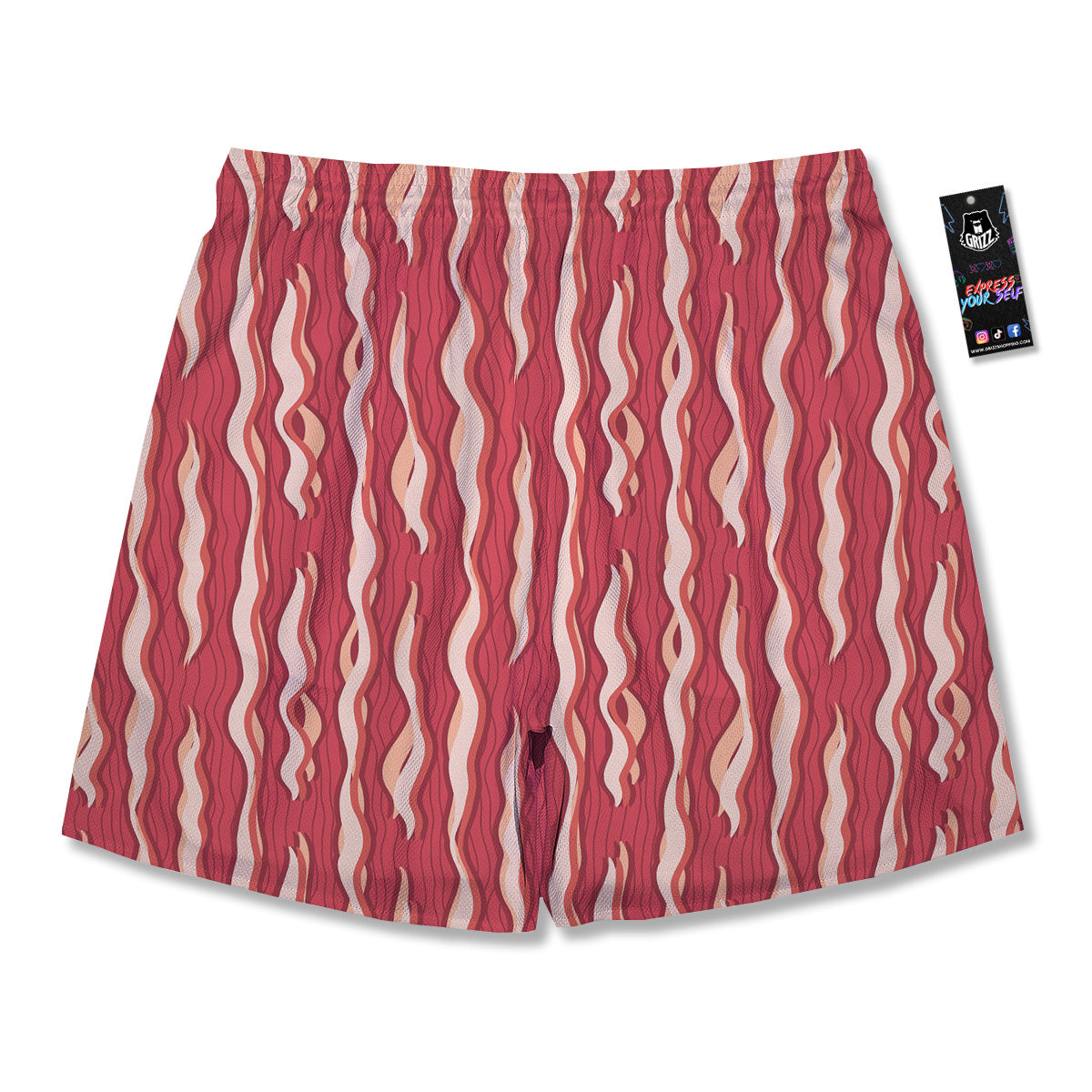 Bacon Texture Print Pattern Men's Running Shorts-grizzshop