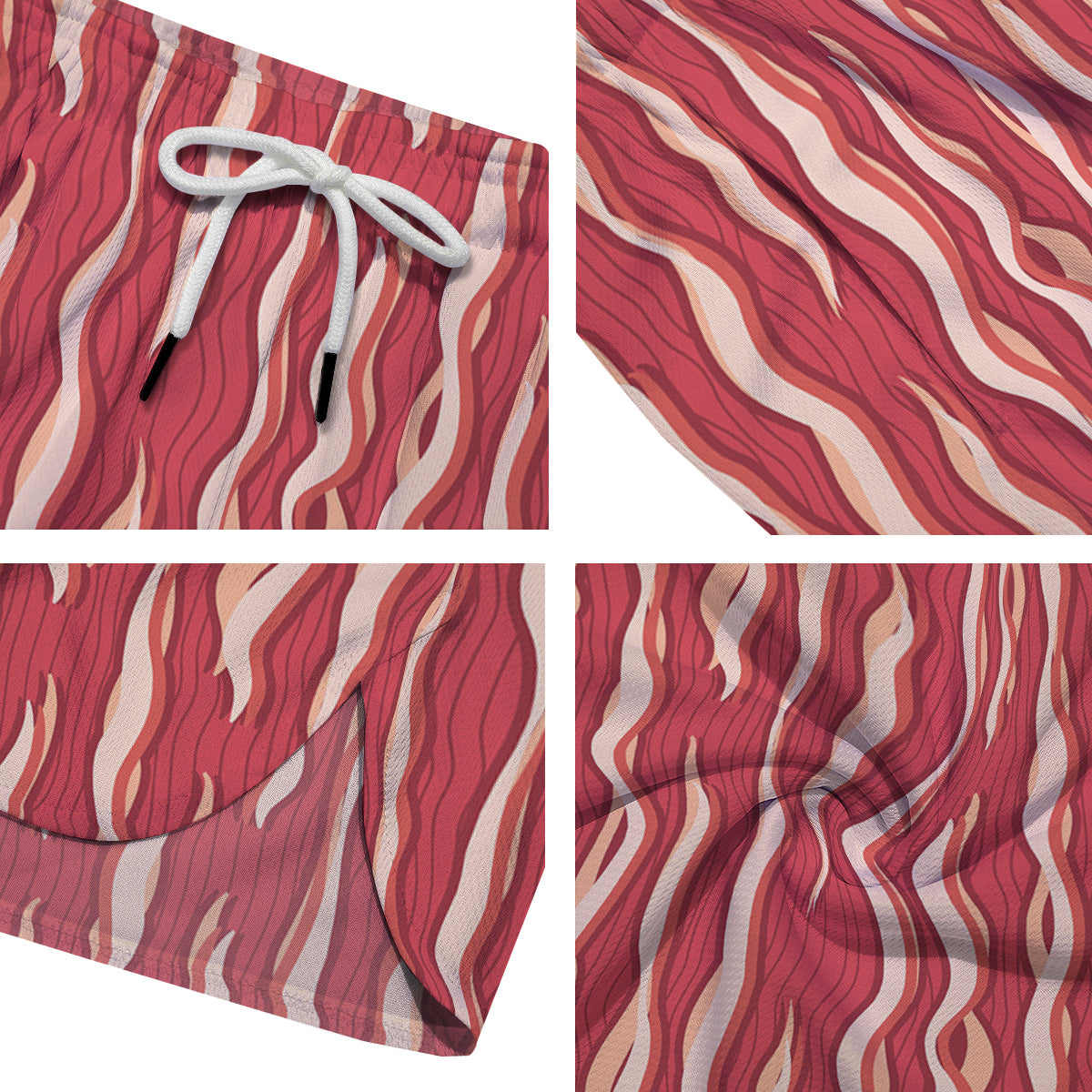 Bacon Texture Print Pattern Men's Running Shorts-grizzshop